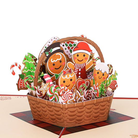 Christmas Gingerbread Basket Pop-Up Card