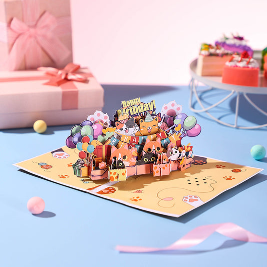 Birthday Cat 3D Music Pop Up Card