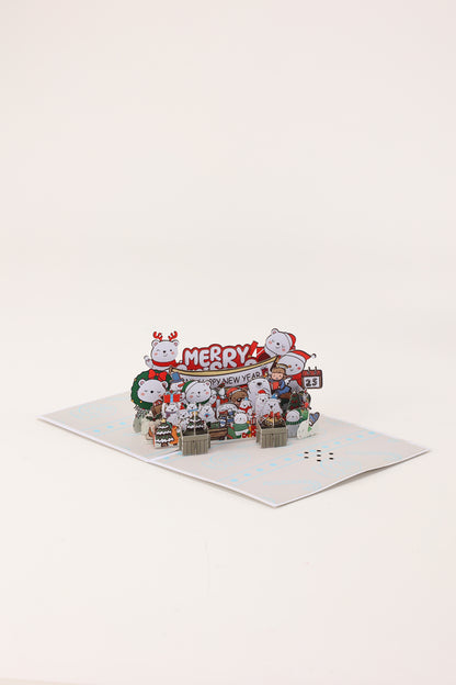 Christmas Polar Bear Music Pop Up Card