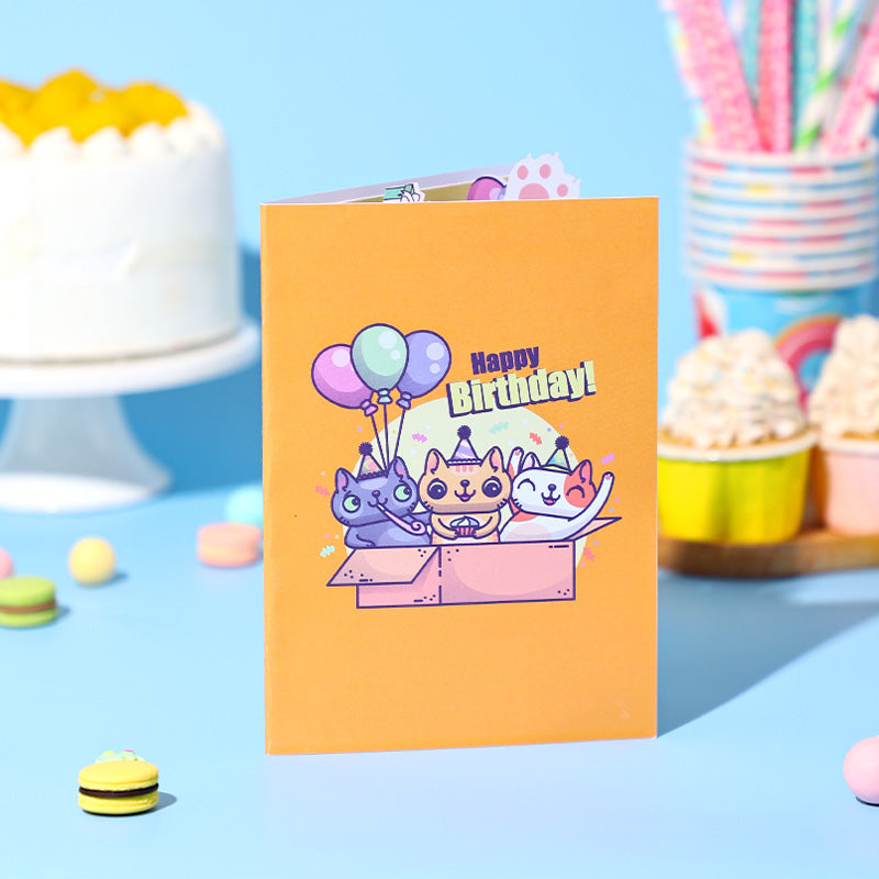 Birthday Cat 3D Music Pop Up Card