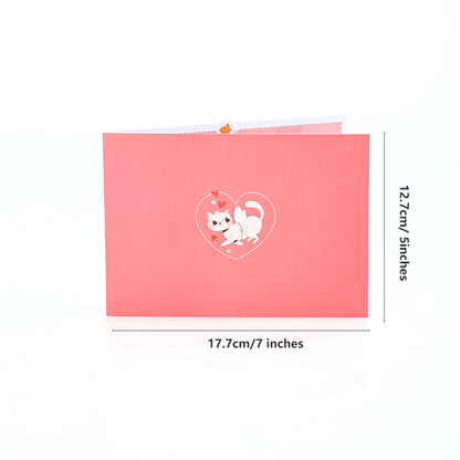 Cupid Cat Love Balloon 3D Greeting Card