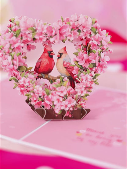 Cherry Blossom with Cardinal Pop Up Card