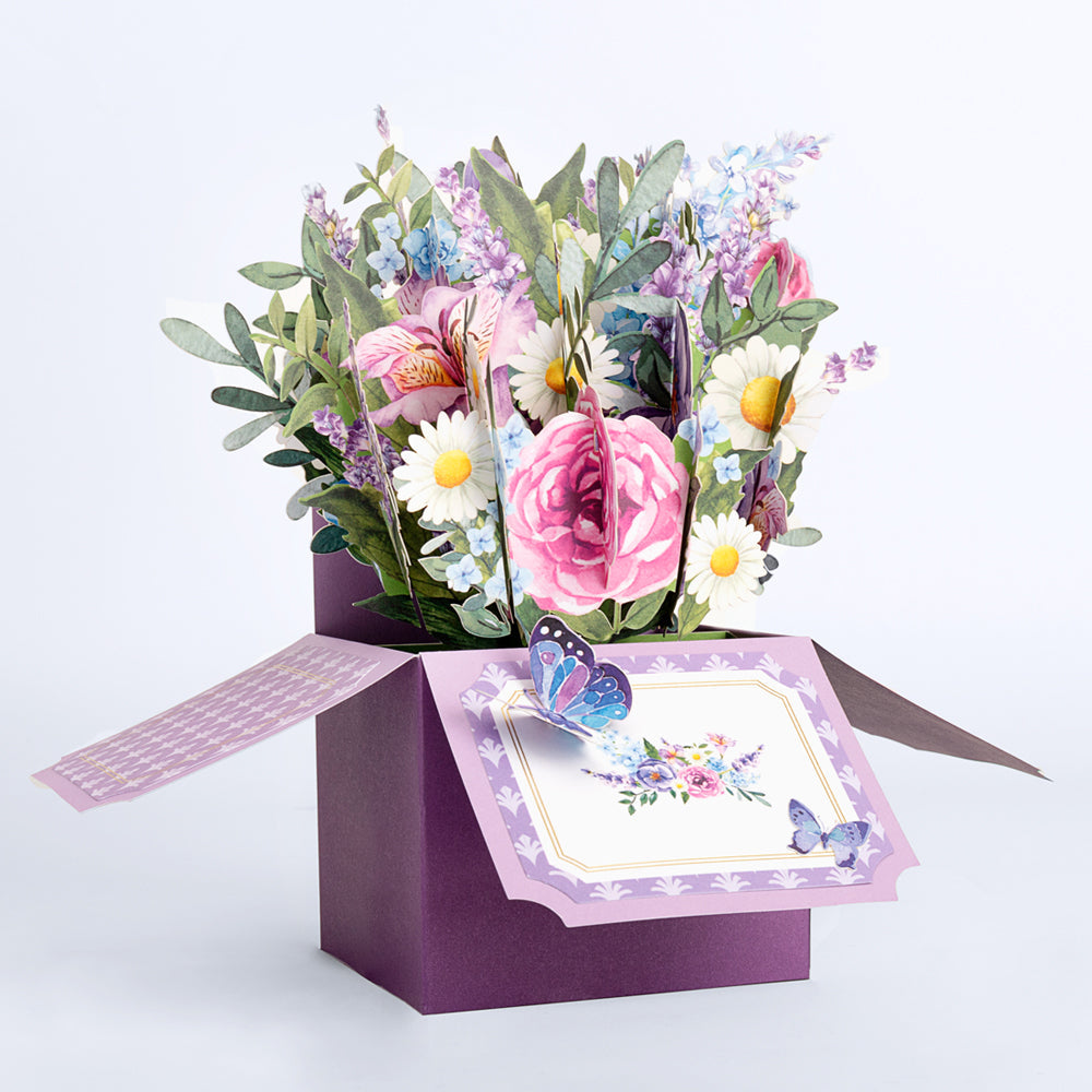 Purple Flowers Pop-Up Box Card