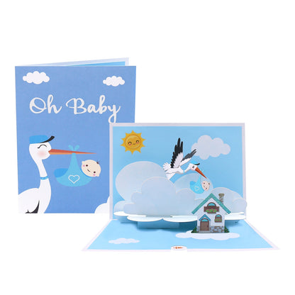 Baby Shower Stork and Baby Cards Blue