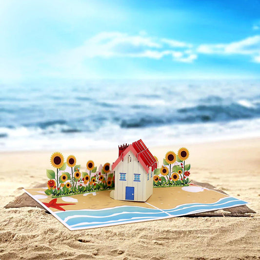 Sunflower Beach House Pop Up Card
