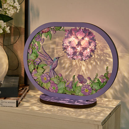 Purple Hummingbird 3D Paper Carving Lamp Night Lights