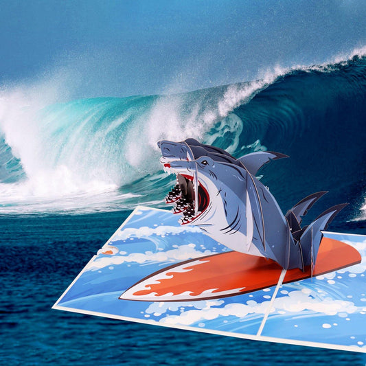 Surfing Shark Pop-Up Card