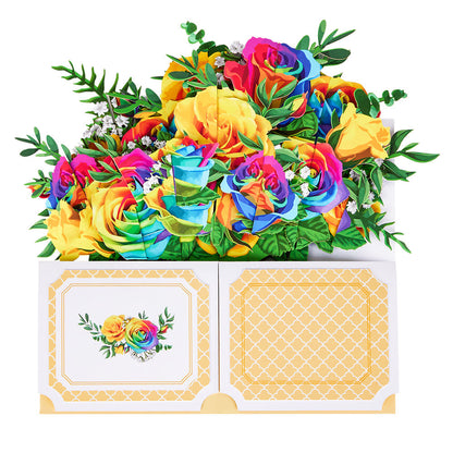 Wild Rainbow Roses Pop-Up Box Card