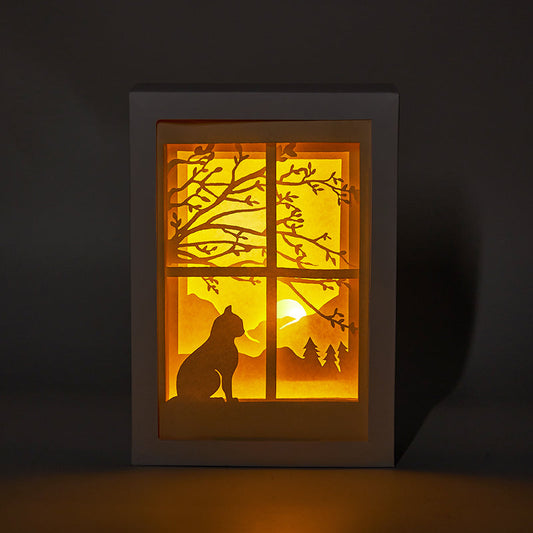 Cat 3D Paper Cut Light Box