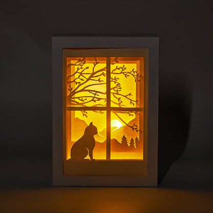 Cat 3D Paper Cut Light Box