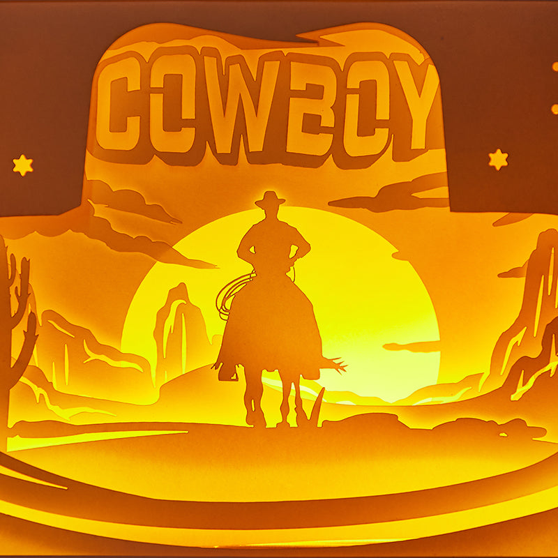     Cowboy3DPaperCutLightBox6