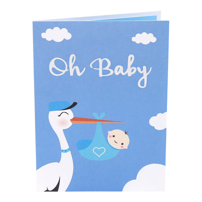 Baby Shower Stork and Baby Cards Blue
